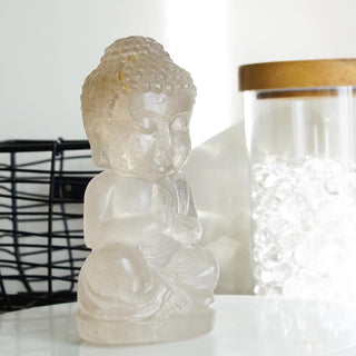 Light Smoky Quartz Buddha carving