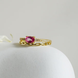 Pink Topaz .925 Sterling Silver adjustable Ring