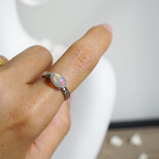 Ethiopian Opal .925 Silver Adjustable Ring