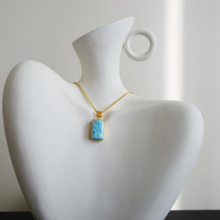 Natural Larimar .925 Sterling Silver Gold Plated Necklace