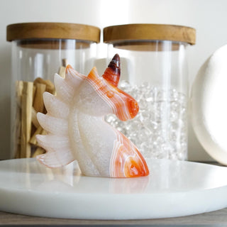 Quartzy Carnelian Unicorn carving