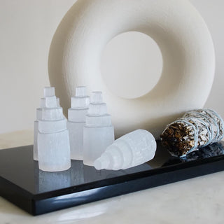 Selenite satin spar small tower | Skyscraperer
