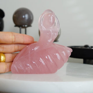 High quality Rose Quartz Mermaid on Shell