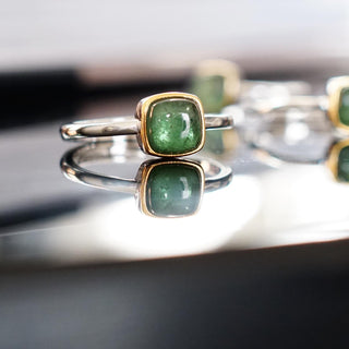 Green Tourmaline Sterling Silver 925 Adjustable ring