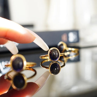 Iolite Sterling Silver 925 Gold Plated Adjustable ring