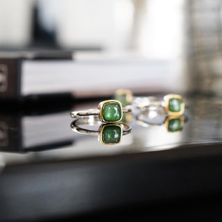 Green Tourmaline Sterling Silver 925 Adjustable ring