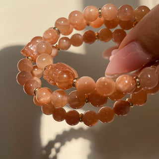 Peach Moonstone Pixiu Bracelet