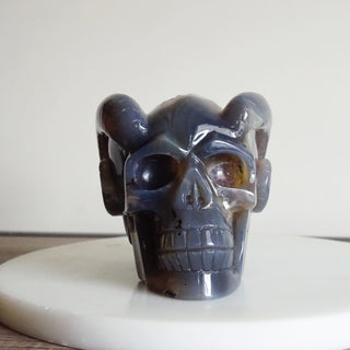Druzy Amethyst Agate Skull with horns