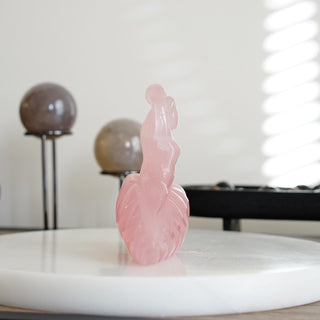 High quality Rose Quartz Mermaid on Shell