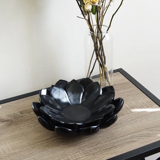 Large Black Obsidian Lotus Bowl