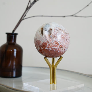 Ocean Jasper sphere with druzy pockets