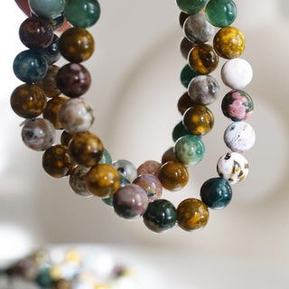 Colorful Orbicular Ocean Jasper Bead Bracelet