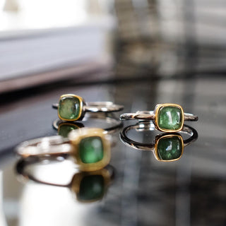 Green Tourmaline Sterling Silver 925 Adjustable ring