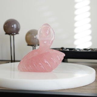 High quality Rose Quartz Mermaid on Shell