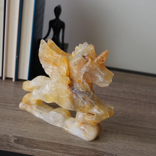 Golden Healer Unicorn carving