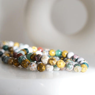 Colorful Orbicular Ocean Jasper Bead Bracelet