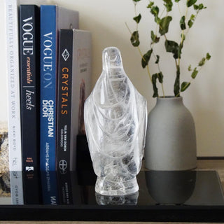Natural Clear Quartz Virgin Mary carving