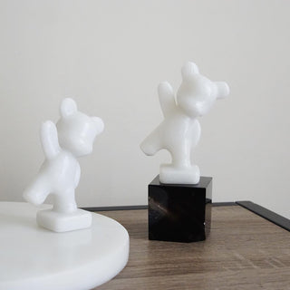 Plumeria Gems Exclusive White Aventurine happy bear carving