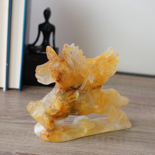 Golden Healer Unicorn carving