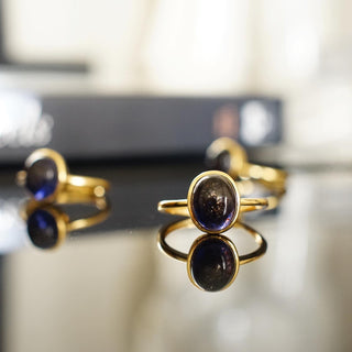 Iolite Sterling Silver 925 Gold Plated Adjustable ring