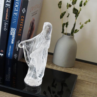 Natural Clear Quartz Virgin Mary carving