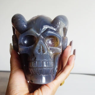 Druzy Amethyst Agate Skull with horns
