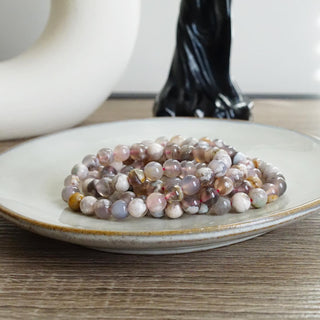 Dark Flower Agate bead bracelet