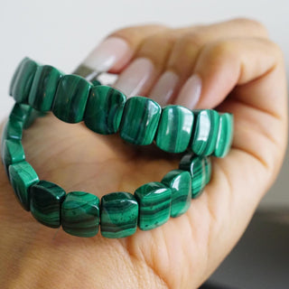 Stretchy Natural Malachite Bangle