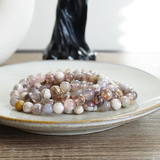 Dark Flower Agate bead bracelet