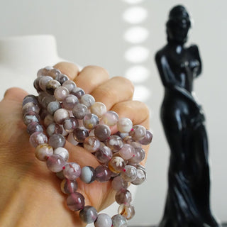 Dark Flower Agate bead bracelet