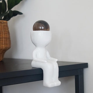 White Aventurine Edge Table Cuphead figure carving