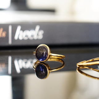 Iolite Sterling Silver 925 Gold Plated Adjustable ring