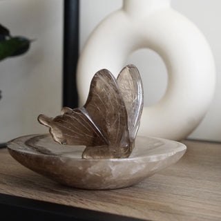 Smoky Quartz Butterfly Carving