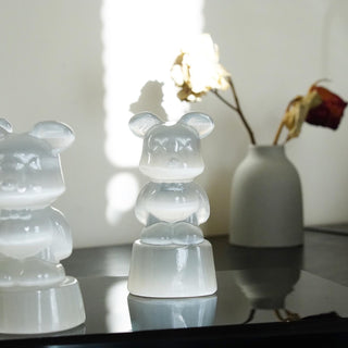 Selenite Cute x eyes Bear carving