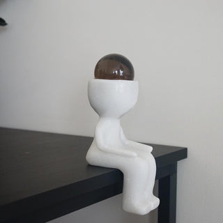 White Aventurine Edge Table Cuphead figure carving