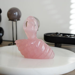 High quality Rose Quartz Mermaid on Shell