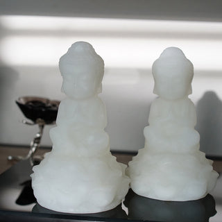 White Calcite Buddha on Lotus