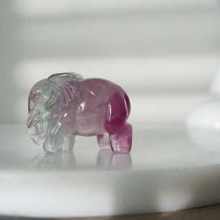 Rainbow Fluorite Elephant Carving
