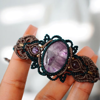 Handmade Macramé Amethyst Adjustable Bracelet