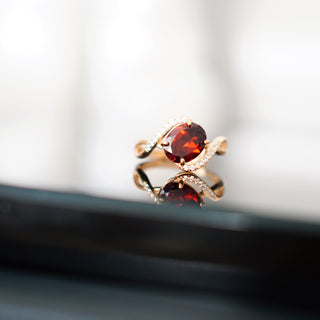 Garnet Sterling Silver Adjustable Ring