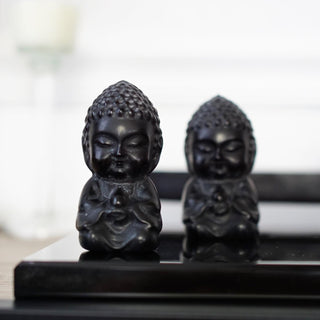 Black Obsidian Baby Buddha carving