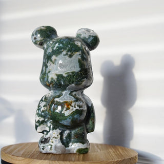 Moss Agate Bear carving