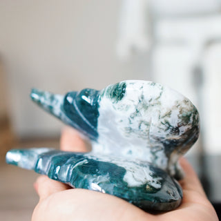 Moss Agate Butterfly Carving