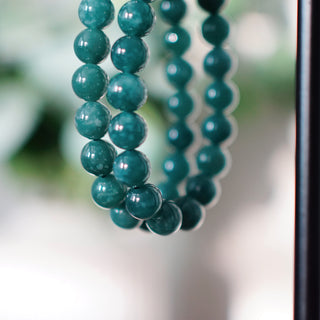 Blue Water Jade Bracelet – 10mm Beads