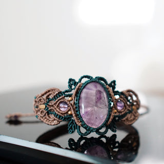 Handmade Macramé Amethyst Adjustable Bracelet