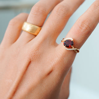 Garnet Sterling Silver Adjustable Ring