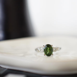 Natural Faceted Moldavite .925 sterling silver adjustable ring