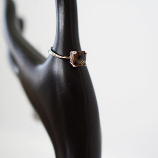 Faceted Smoky Quartz .925 sterling silver adjustable ring