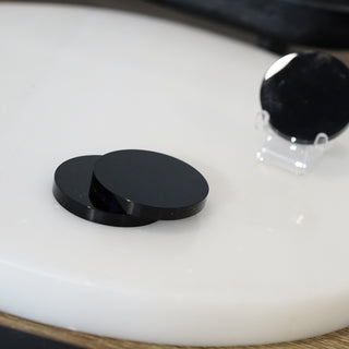 Mini Black Obsidian Round Slab Mirror