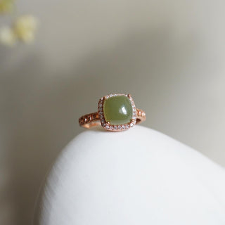 Jade .925 Sterling Silver ( Rose Gold) adjustable Ring